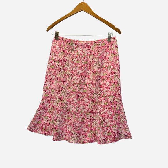 JBXR Vintage size 6 skirt pink floral print back zip flared pleated on bottom - Picture 5 of 7